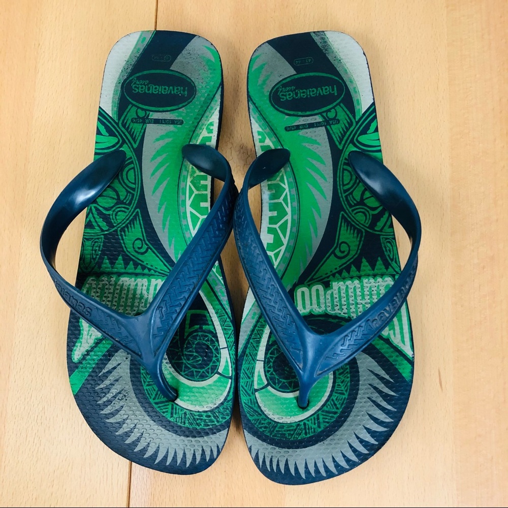 HAVAIANAS Flip Flop Sandals Navy & Green EU Size: 43-44 Made in Brazil